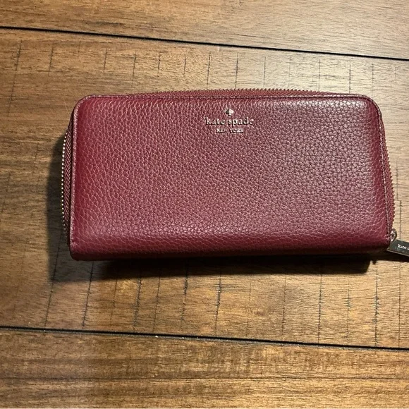 Kate Spade Burgundy Lena Backpack and Matching Continental Wallet Lena Small Bifold Wallet Kate Spade | TikTok main image 3